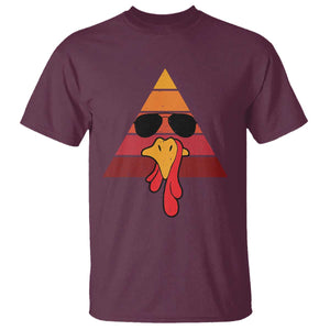Funny Thanksgiving T Shirt Cool Turkey Face With Sunglasses Face Vintage Retro TS10 Maroon Print Your Wear