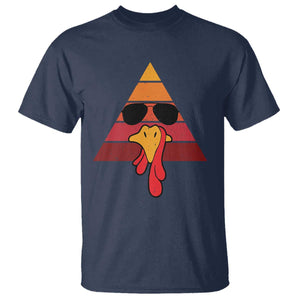 Funny Thanksgiving T Shirt Cool Turkey Face With Sunglasses Face Vintage Retro TS10 Navy Print Your Wear