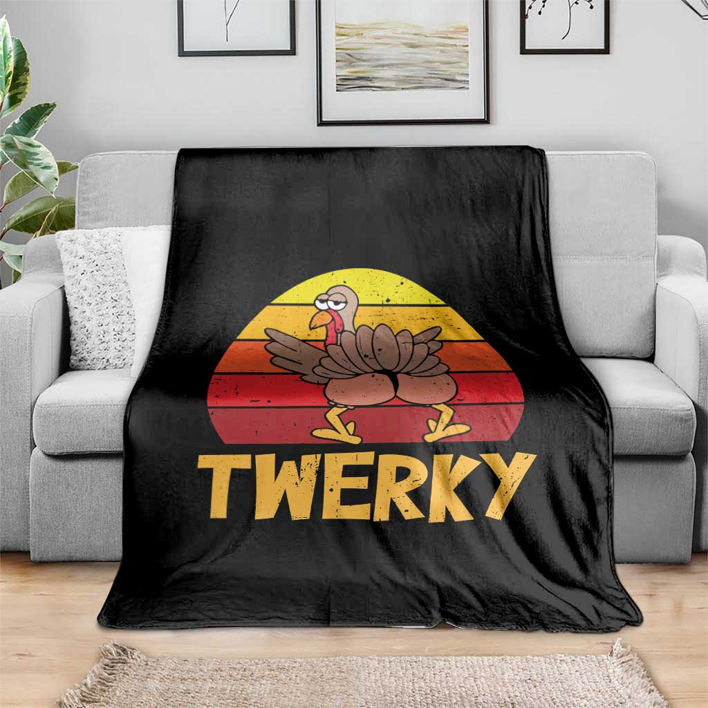 Funny Thanksgiving Throw Blanket Vintage Twerky Turkey Butt Twerk Dance Pun Gift TS10 Print Your Wear