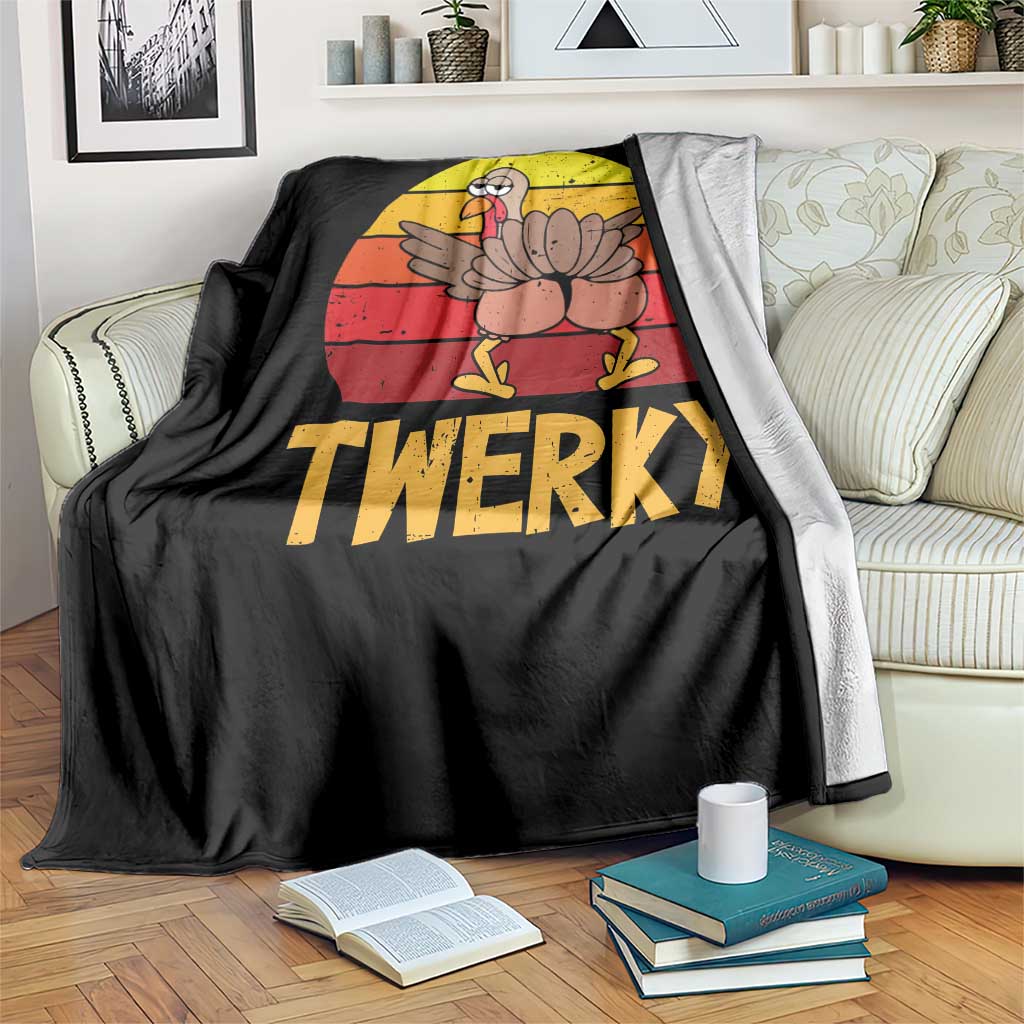 Funny Thanksgiving Throw Blanket Vintage Twerky Turkey Butt Twerk Dance Pun Gift TS10 Print Your Wear