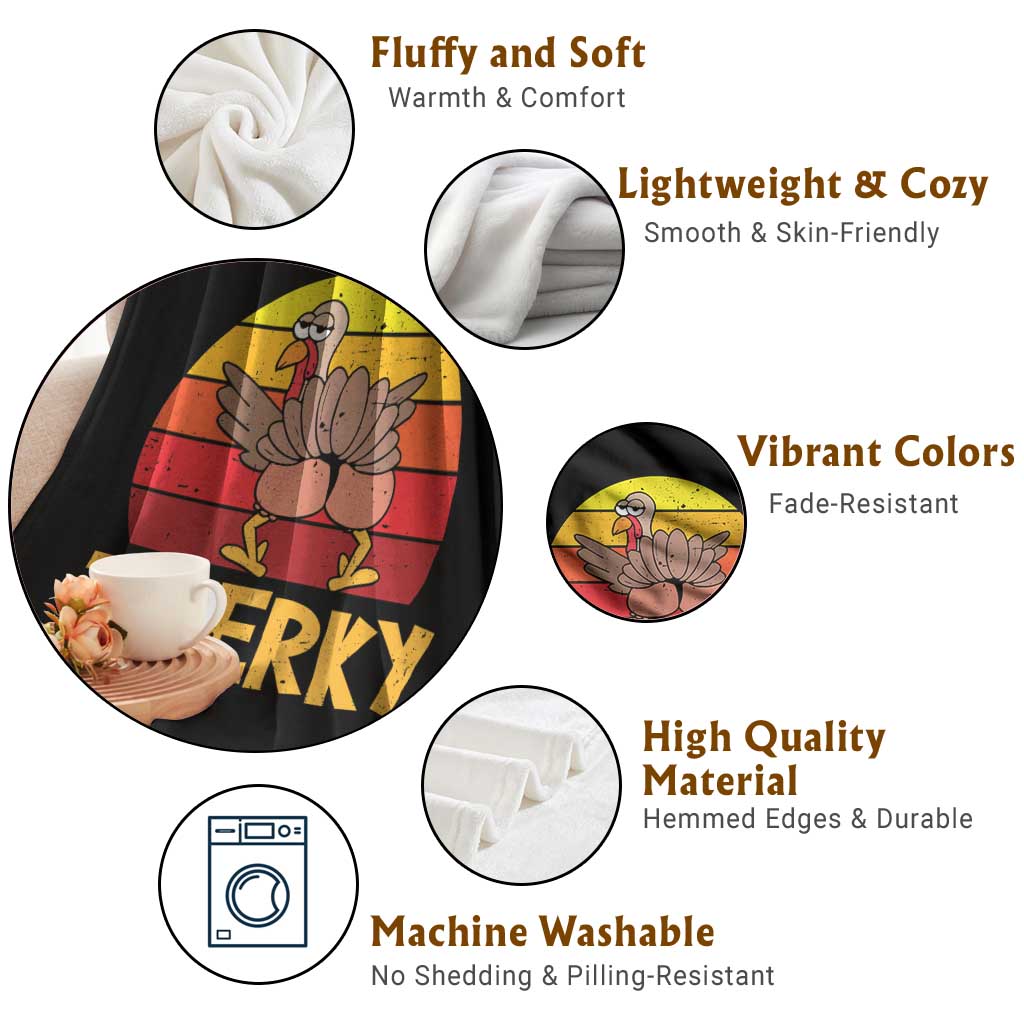 Funny Thanksgiving Throw Blanket Vintage Twerky Turkey Butt Twerk Dance Pun Gift TS10 Print Your Wear