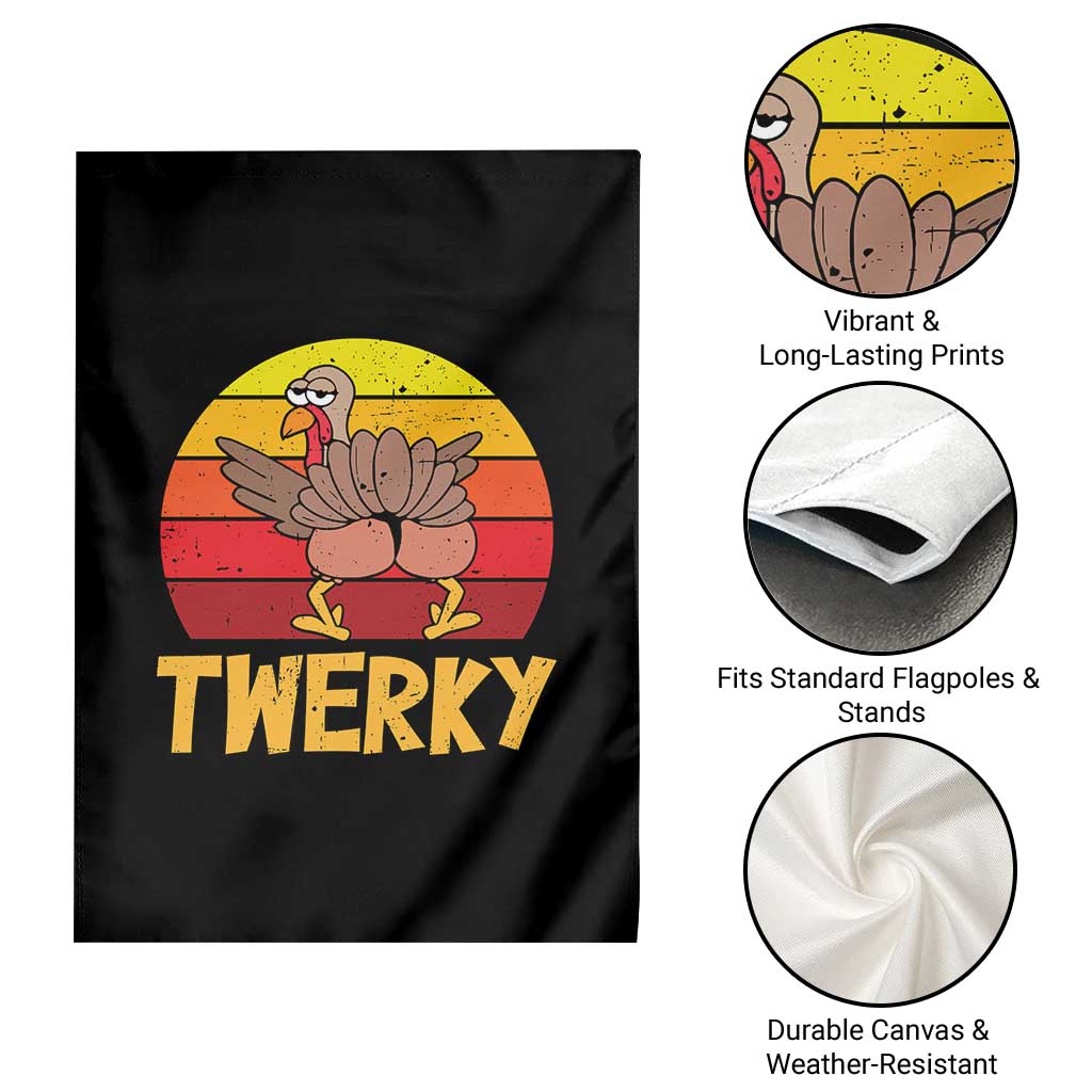 Funny Thanksgiving Garden Flag Vintage Twerky Turkey Butt Twerk Dance Pun Gift TS10 Print Your Wear
