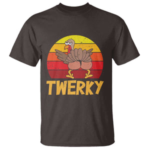Funny Thanksgiving T Shirt Vintage Twerky Turkey Butt Twerk Dance Pun Gift TS10 Dark Chocolate Print Your Wear