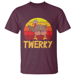 Funny Thanksgiving T Shirt Vintage Twerky Turkey Butt Twerk Dance Pun Gift TS10 Maroon Print Your Wear