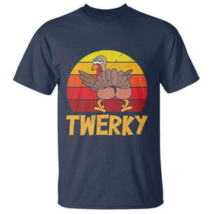 Funny Thanksgiving T Shirt Vintage Twerky Turkey Butt Twerk Dance Pun Gift TS10 Navy Print Your Wear