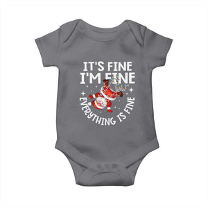 Funny Christmas Santa Baby Onesie It's Fine I'm Fine Everything Is Fine TS10 Charcoal Print Your Wear