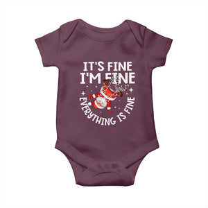 Funny Christmas Santa Baby Onesie It's Fine I'm Fine Everything Is Fine TS10 Maroon Print Your Wear