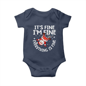 Funny Christmas Santa Baby Onesie It's Fine I'm Fine Everything Is Fine TS10 Navy Print Your Wear