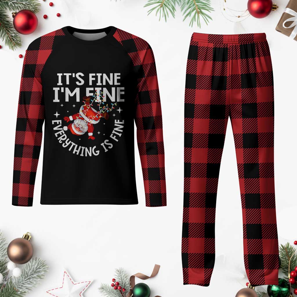 Funny Santa Plaid Pajama Set It's Fine I'm Fine Everything Is Fine TS10 Buffalo Plaid Print Your Wear