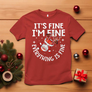 Funny Christmas Santa T Shirt It's Fine I'm Fine Everything Is Fine TS10 Red Print Your Wear