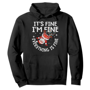 Funny Christmas Santa Hoodie It's Fine I'm Fine Everything Is Fine TS10 Black Print Your Wear