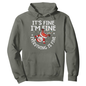 Funny Christmas Santa Hoodie It's Fine I'm Fine Everything Is Fine TS10 Military Green Print Your Wear