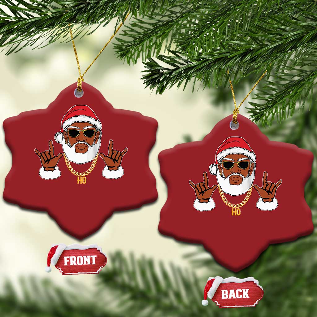 Funny Santa Christmas Ornament Black Hip Hop Santa African American Santa Rapper Fan Gift TS10 Snow Flake Red Print Your Wear