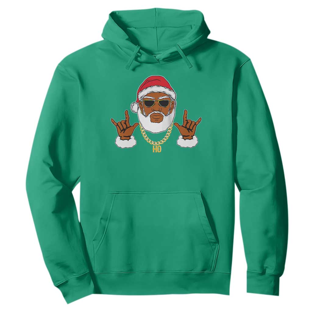 Funny Christmas Santa Hoodie Black Hip Hop Santa African American Santa Rapper Fan Gift TS10 Irish Green Print Your Wear