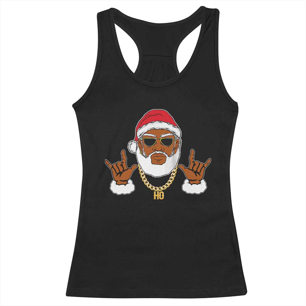 Funny Christmas Santa Racerback Tank Top Black Hip Hop Santa African American Santa Rapper Fan Gift TS10 Black Print Your Wear