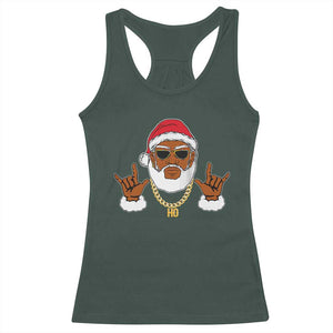 Funny Christmas Santa Racerback Tank Top Black Hip Hop Santa African American Santa Rapper Fan Gift TS10 Dark Forest Green Print Your Wear