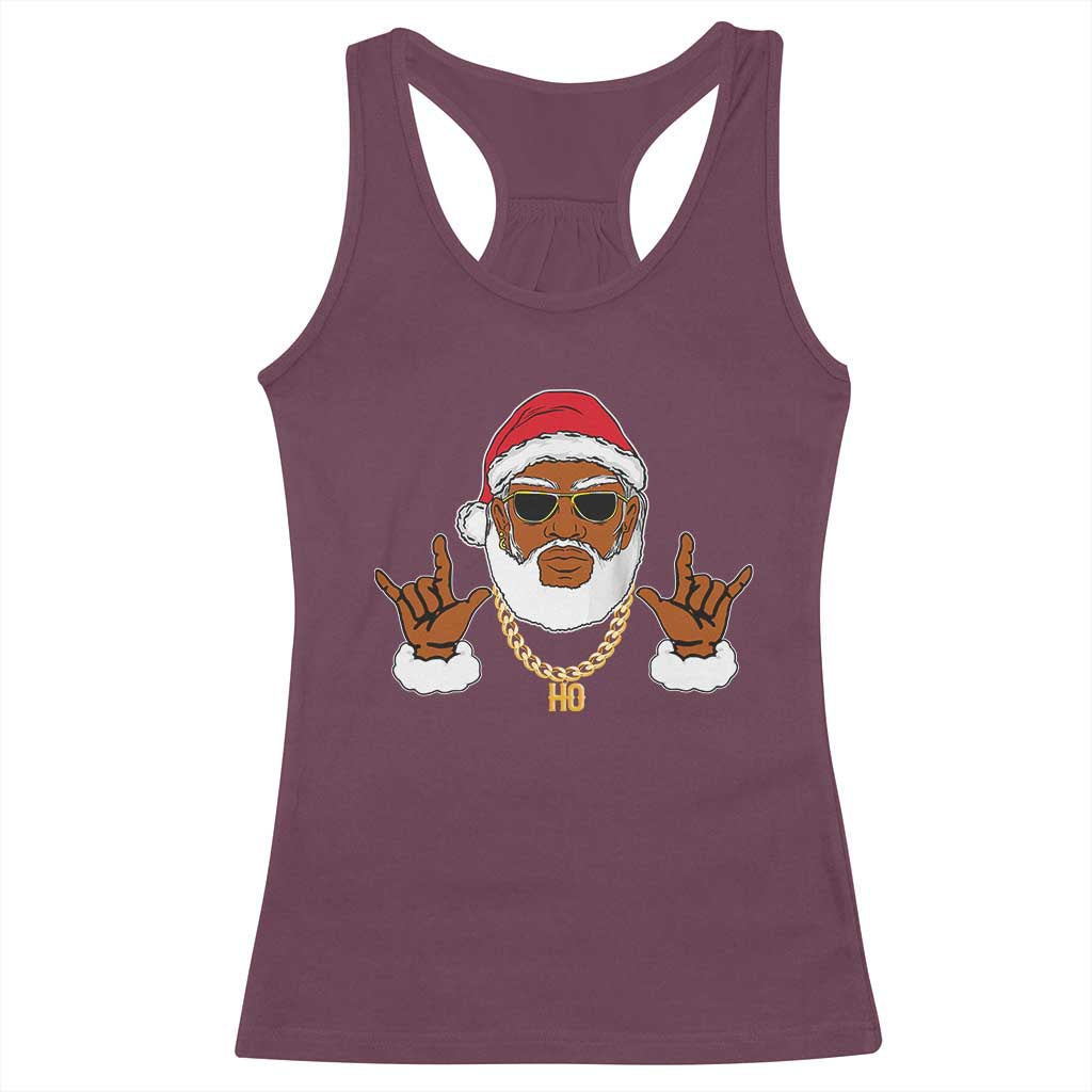 Funny Christmas Santa Racerback Tank Top Black Hip Hop Santa African American Santa Rapper Fan Gift TS10 Maroon Print Your Wear