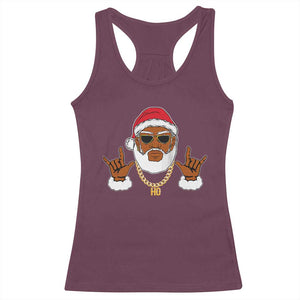 Funny Christmas Santa Racerback Tank Top Black Hip Hop Santa African American Santa Rapper Fan Gift TS10 Maroon Print Your Wear
