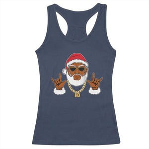 Funny Christmas Santa Racerback Tank Top Black Hip Hop Santa African American Santa Rapper Fan Gift TS10 Navy Print Your Wear