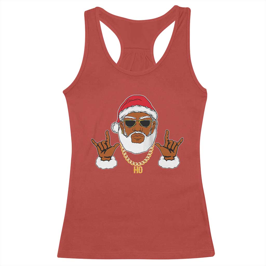 Funny Christmas Santa Racerback Tank Top Black Hip Hop Santa African American Santa Rapper Fan Gift TS10 Red Print Your Wear