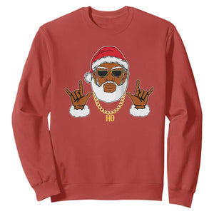Funny Christmas Santa Sweatshirt Black Hip Hop Santa African American Santa Rapper Fan Gift TS10 Red Print Your Wear