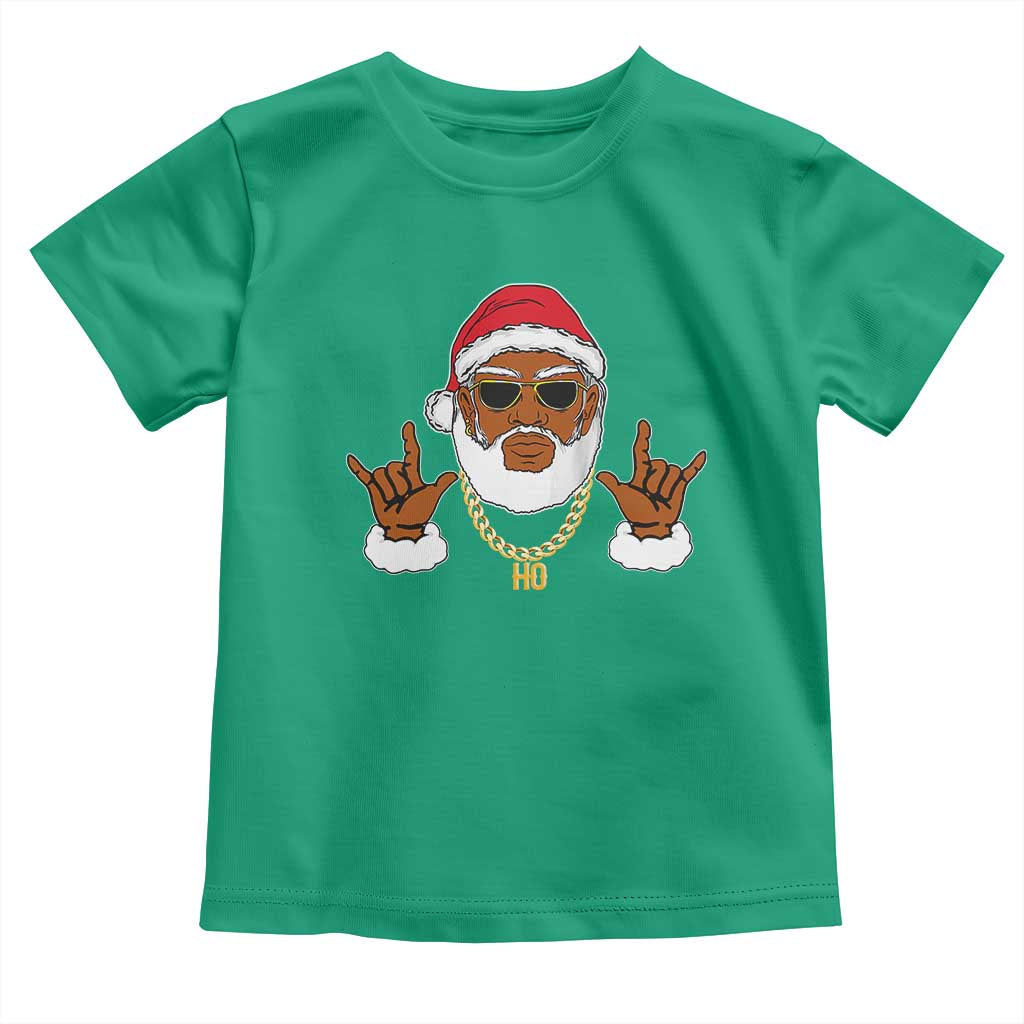 Funny Christmas Santa Toddler T Shirt Black Hip Hop Santa African American Santa Rapper Fan Gift TS10 Irish Green Print Your Wear