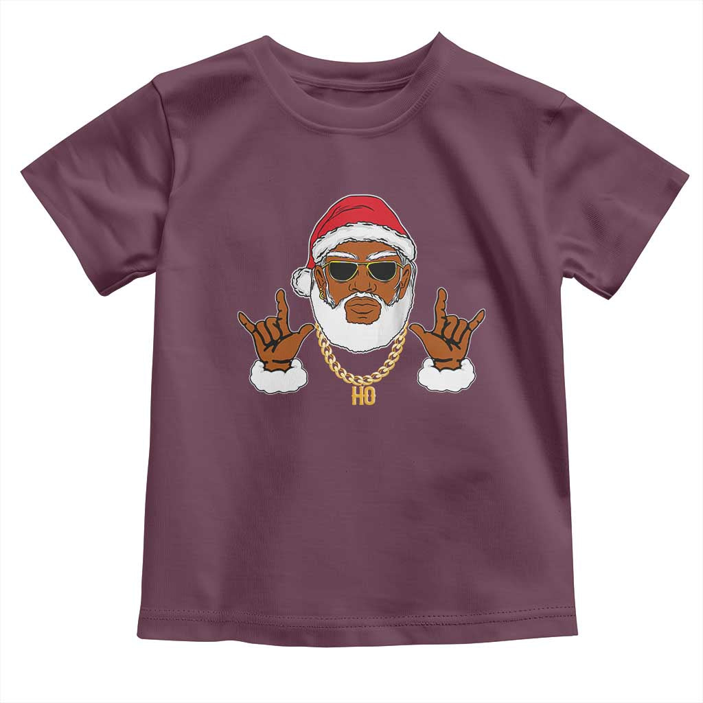 Funny Christmas Santa Toddler T Shirt Black Hip Hop Santa African American Santa Rapper Fan Gift TS10 Maroon Print Your Wear
