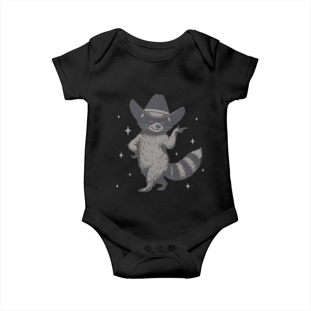 Vintage Raccoon Cowboy Baby Onesie Cowgirl Trash Panda Western Country TS10 Black Print Your Wear