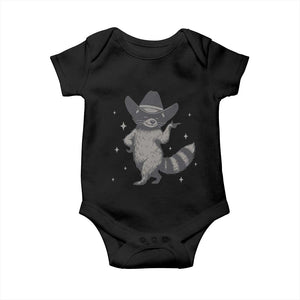 Vintage Raccoon Cowboy Baby Onesie Cowgirl Trash Panda Western Country TS10 Black Print Your Wear