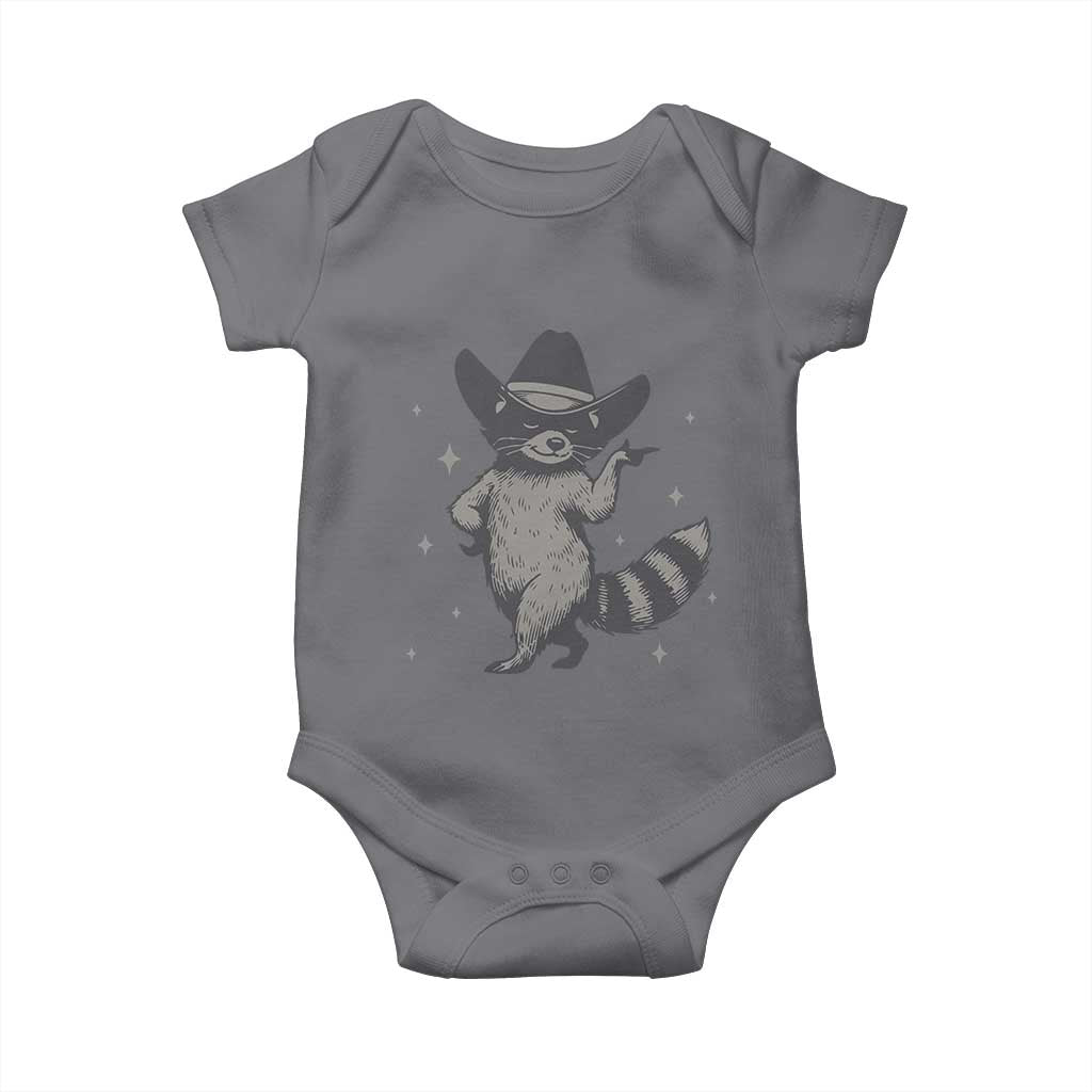 Vintage Raccoon Cowboy Baby Onesie Cowgirl Trash Panda Western Country TS10 Charcoal Print Your Wear