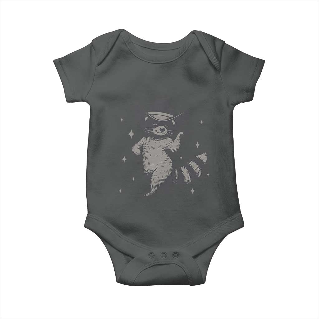 Vintage Raccoon Cowboy Baby Onesie Cowgirl Trash Panda Western Country TS10 Dark Heather Print Your Wear