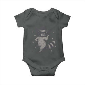 Vintage Raccoon Cowboy Baby Onesie Cowgirl Trash Panda Western Country TS10 Dark Heather Print Your Wear