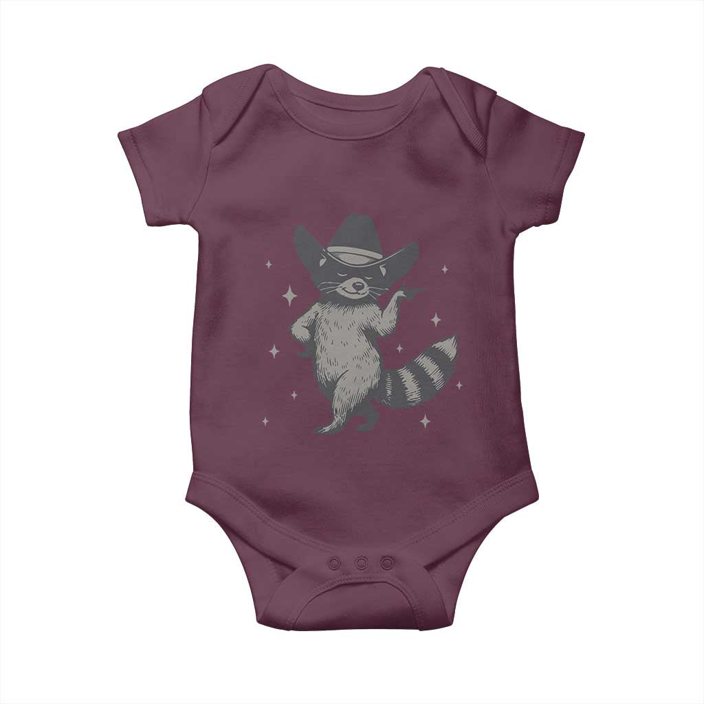Vintage Raccoon Cowboy Baby Onesie Cowgirl Trash Panda Western Country TS10 Maroon Print Your Wear