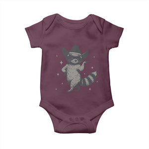 Vintage Raccoon Cowboy Baby Onesie Cowgirl Trash Panda Western Country TS10 Maroon Print Your Wear