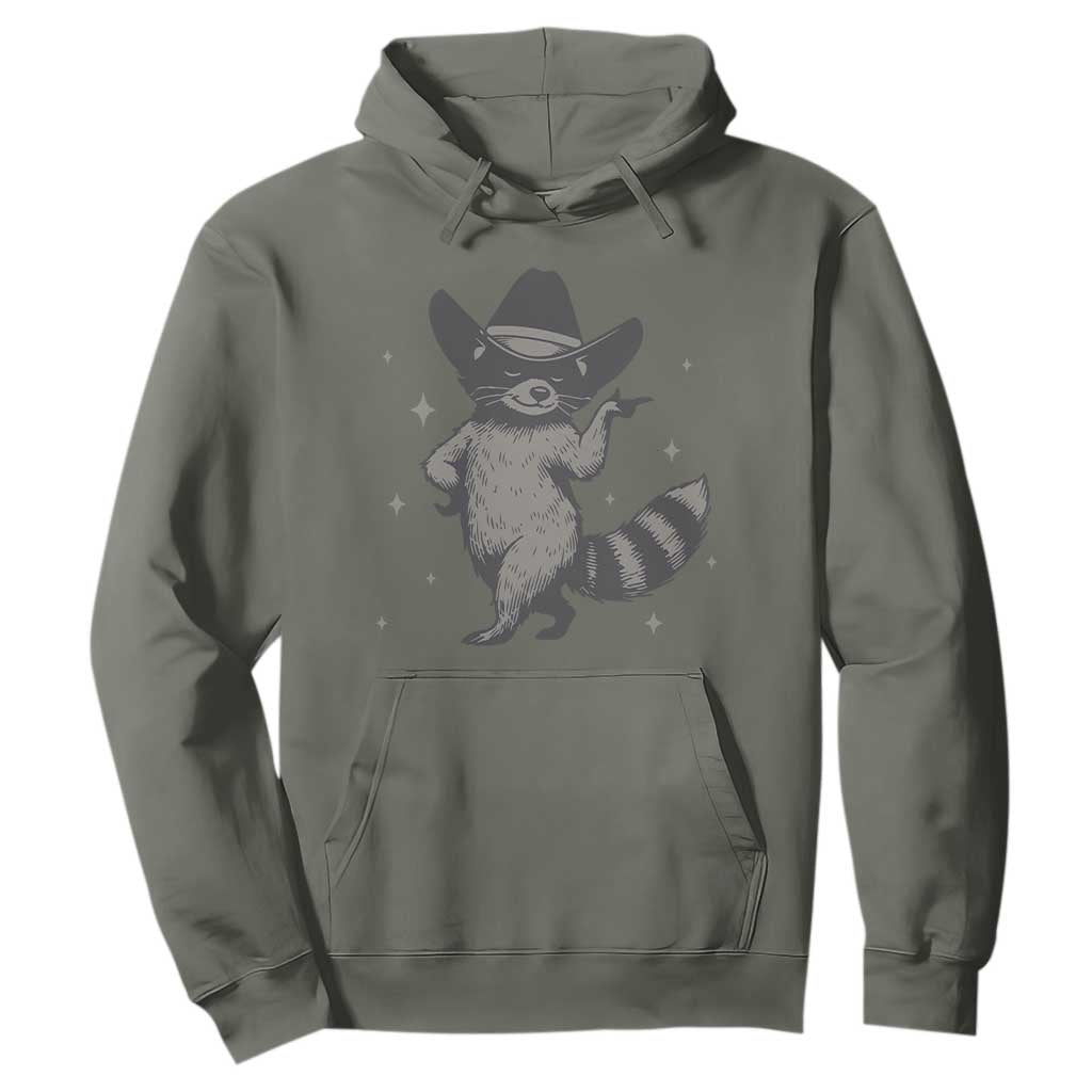Vintage Raccoon Cowboy Hoodie Cowgirl Trash Panda Western Country TS10 Military Green Print Your Wear