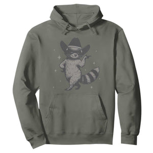 Vintage Raccoon Cowboy Hoodie Cowgirl Trash Panda Western Country TS10 Military Green Print Your Wear