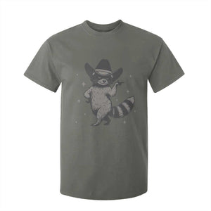 Vintage Raccoon Cowboy T Shirt For Kid Cowgirl Trash Panda Western Country TS10 Military Green Print Your Wear
