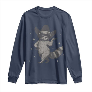Vintage Raccoon Cowboy Long Sleeve Shirt Cowgirl Trash Panda Western Country TS10 Navy Print Your Wear