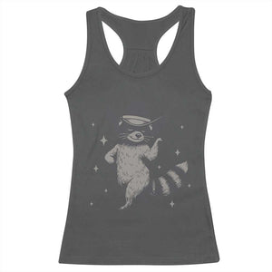 Vintage Raccoon Cowboy Racerback Tank Top Cowgirl Trash Panda Western Country TS10 Dark Heather Print Your Wear