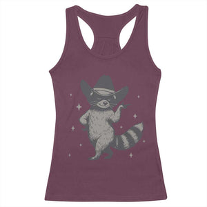 Vintage Raccoon Cowboy Racerback Tank Top Cowgirl Trash Panda Western Country TS10 Maroon Print Your Wear