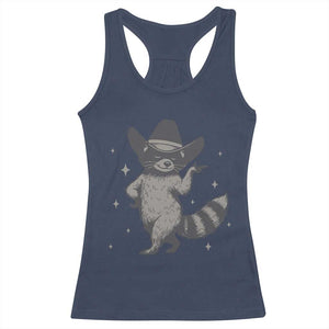 Vintage Raccoon Cowboy Racerback Tank Top Cowgirl Trash Panda Western Country TS10 Navy Print Your Wear