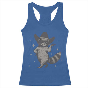 Vintage Raccoon Cowboy Racerback Tank Top Cowgirl Trash Panda Western Country TS10 Royal Blue Print Your Wear