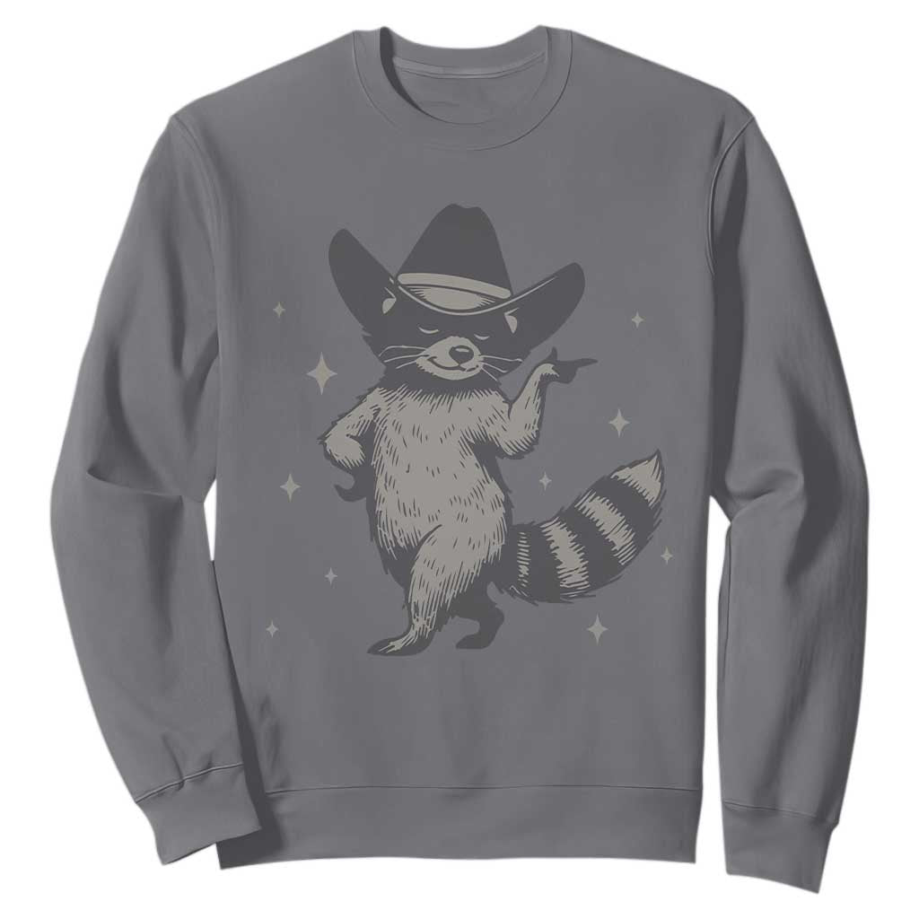 Vintage Raccoon Cowboy Sweatshirt Cowgirl Trash Panda Western Country TS10 Charcoal Print Your Wear