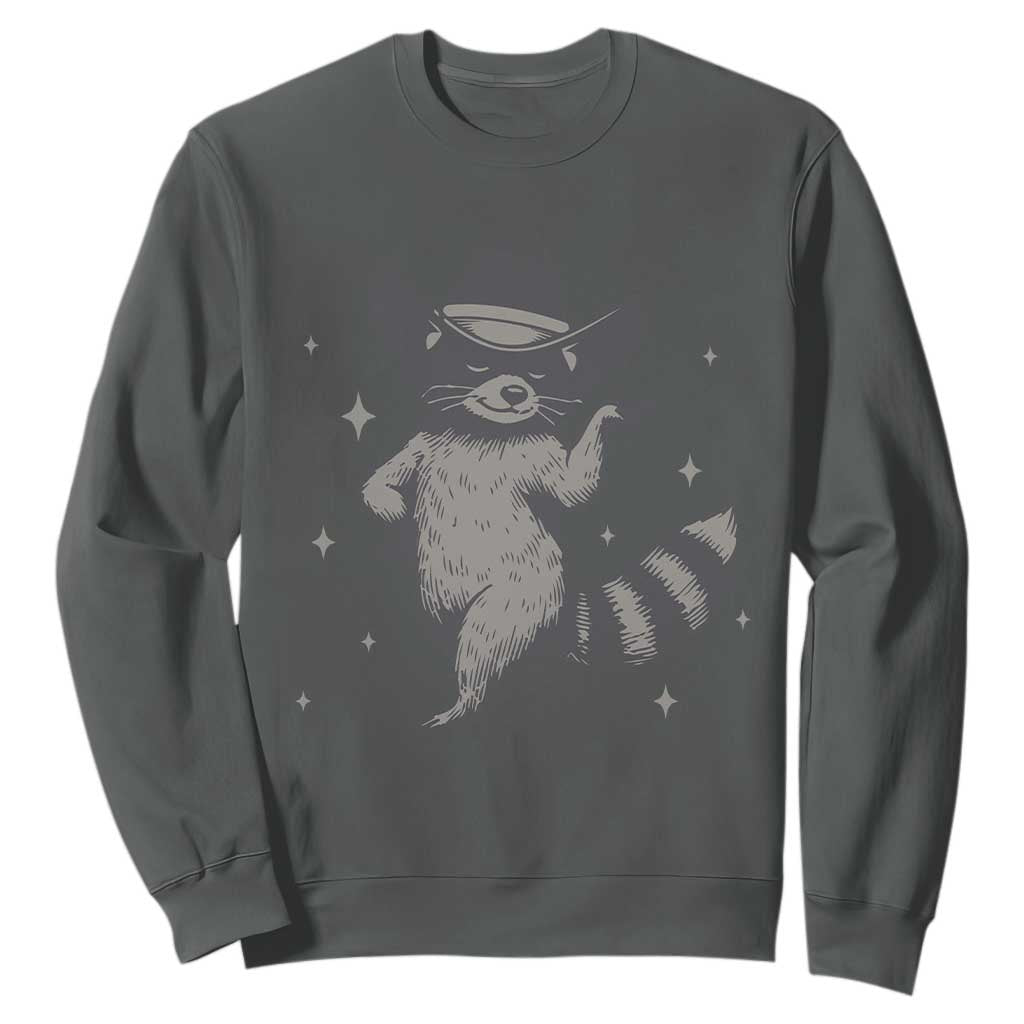 Vintage Raccoon Cowboy Sweatshirt Cowgirl Trash Panda Western Country TS10 Dark Heather Print Your Wear