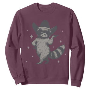 Vintage Raccoon Cowboy Sweatshirt Cowgirl Trash Panda Western Country TS10 Maroon Print Your Wear