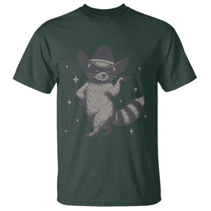 Vintage Raccoon Cowboy T Shirt Cowgirl Trash Panda Western Country TS10 Dark Forest Green Print Your Wear