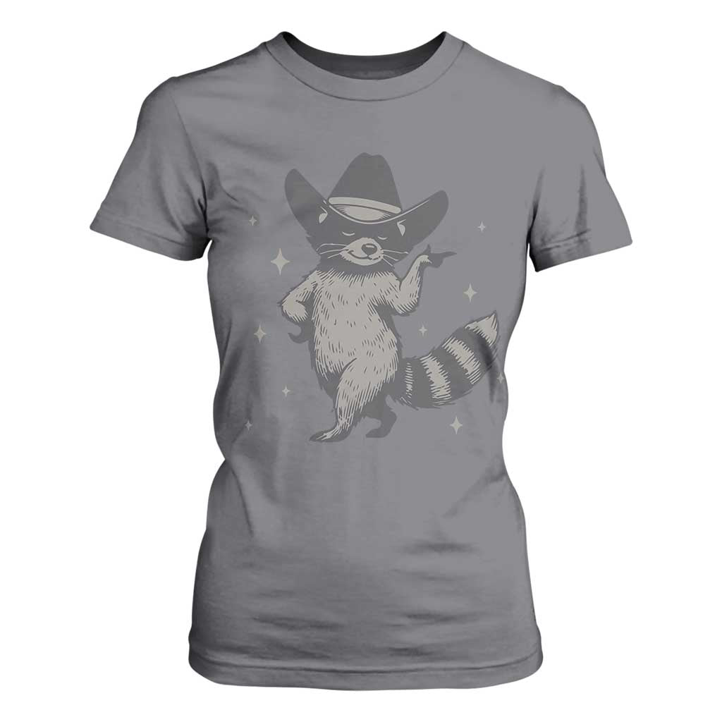 Vintage Raccoon Cowboy T Shirt For Women Cowgirl Trash Panda Western Country TS10 Charcoal Print Your Wear