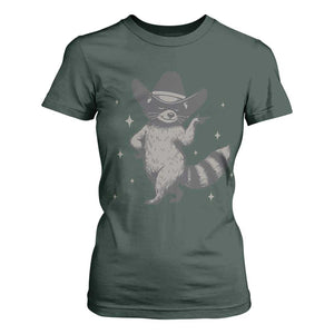 Vintage Raccoon Cowboy T Shirt For Women Cowgirl Trash Panda Western Country TS10 Dark Forest Green Print Your Wear