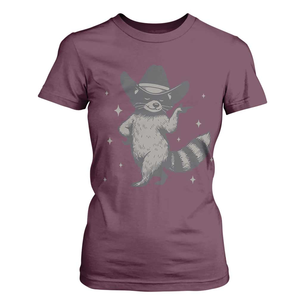 Vintage Raccoon Cowboy T Shirt For Women Cowgirl Trash Panda Western Country TS10 Maroon Print Your Wear