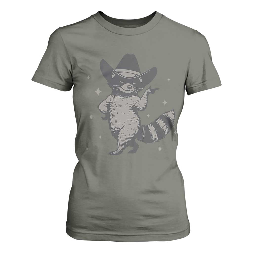 Vintage Raccoon Cowboy T Shirt For Women Cowgirl Trash Panda Western Country TS10 Military Green Print Your Wear